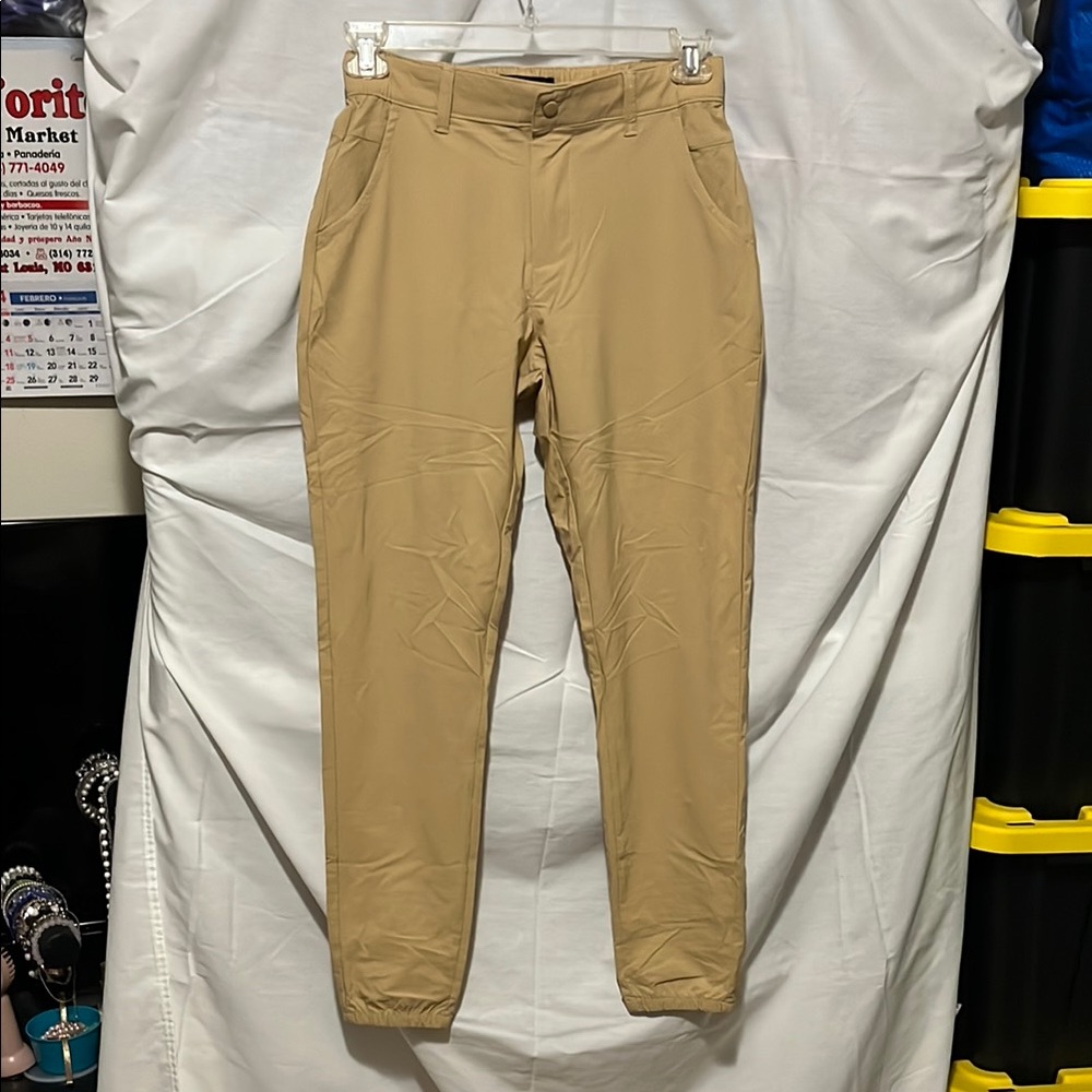 Tan Chinos with Tapered Leg and Elastic Cuffs